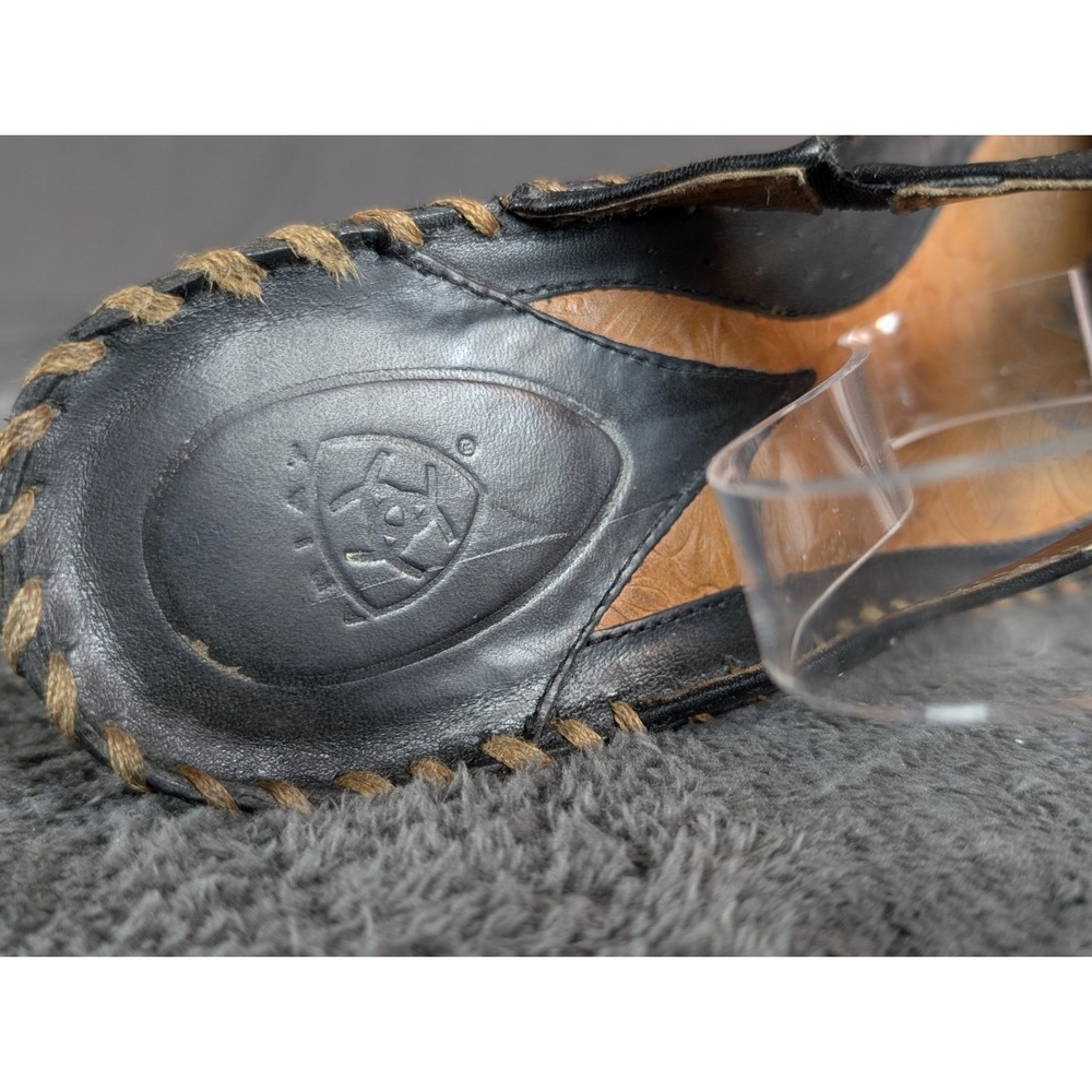 Ariat Shalimar Boho Chic Brown Leather T-Strap Wedge Sandals Size 9B Women Shoes - Picture 8 of 12